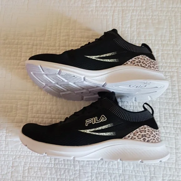 Fila Women's Black and White Leopard Sneakers - Picture 4 of 6